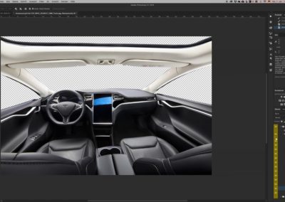 Before and after retouching automotive interior